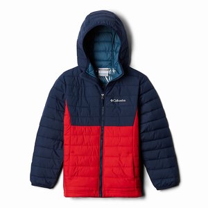 Columbia Powder Lite™ Hooded Jacka Pojkar Röda/Marinblå (POACQ5649)